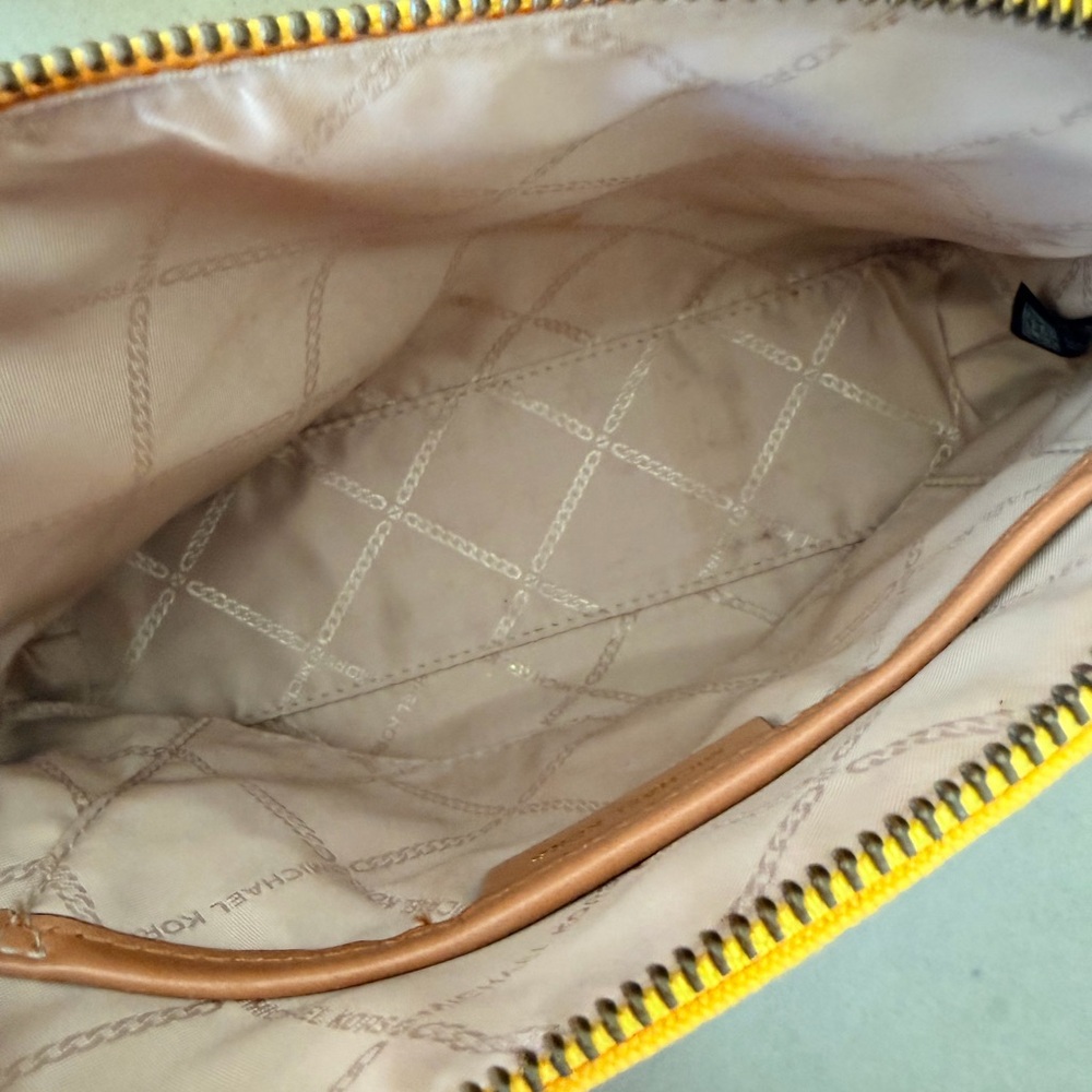 Michael Kors Yellow Canvas Shoulder Hand Bag & Travel Pouch | Summer Style - Picture 8 of 10